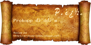 Prokopp Ádám névjegykártya